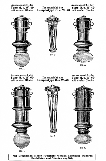 Beck-Bogenlampenmodelle von 1908 Beck-Bogenlampenmodelle von 1908