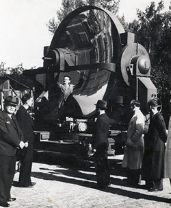 Heinrich Beck and searchlight in the 1930s
