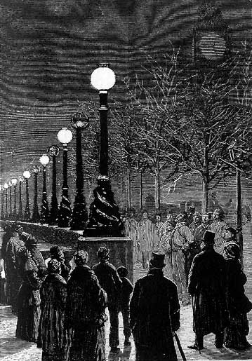 Arc Lamp Illumination with Jablotschkow-Candles along the banks of the River Themse, London