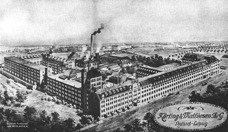 K & M-Factory Compound in Leipzig-Leutzsch, from: 100 Jahre helle Ideen. Jubiläums-Festschrift zum hundertjährigen Bestehen von KANDEM. Limburg, 1989