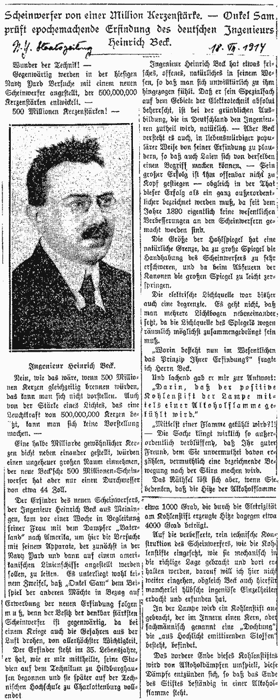 New York Staatszeitung vom 18. Juli 1914