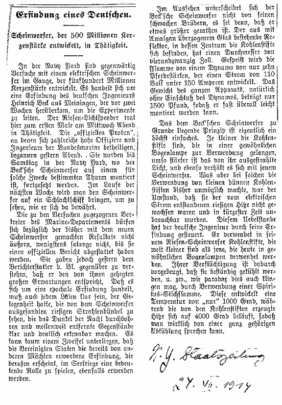 New York Staatszeitung vom 24. Juli 1914