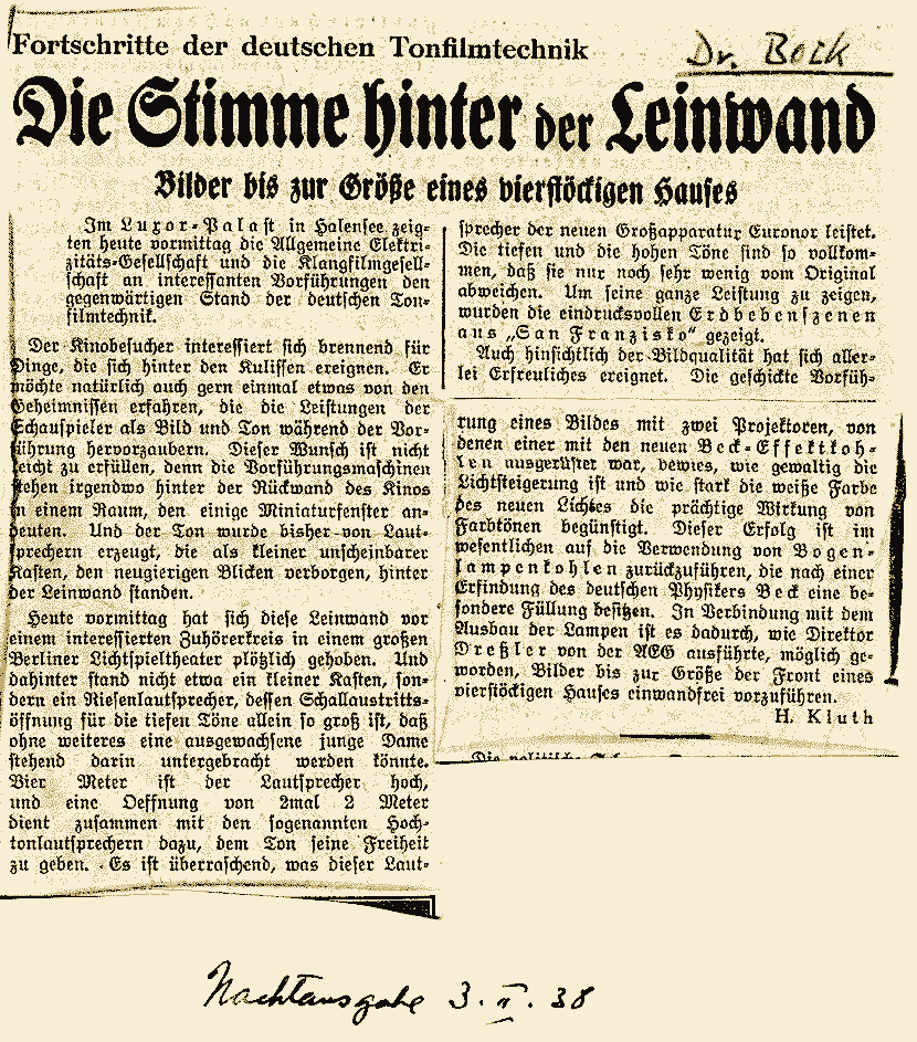 Artikel: Tonfilmtechnik